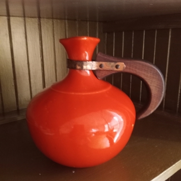 HTF Vintage 1930's Bauer Pottery Burnt Orange Pot Pitcher Mid… - Picture 2 of 10